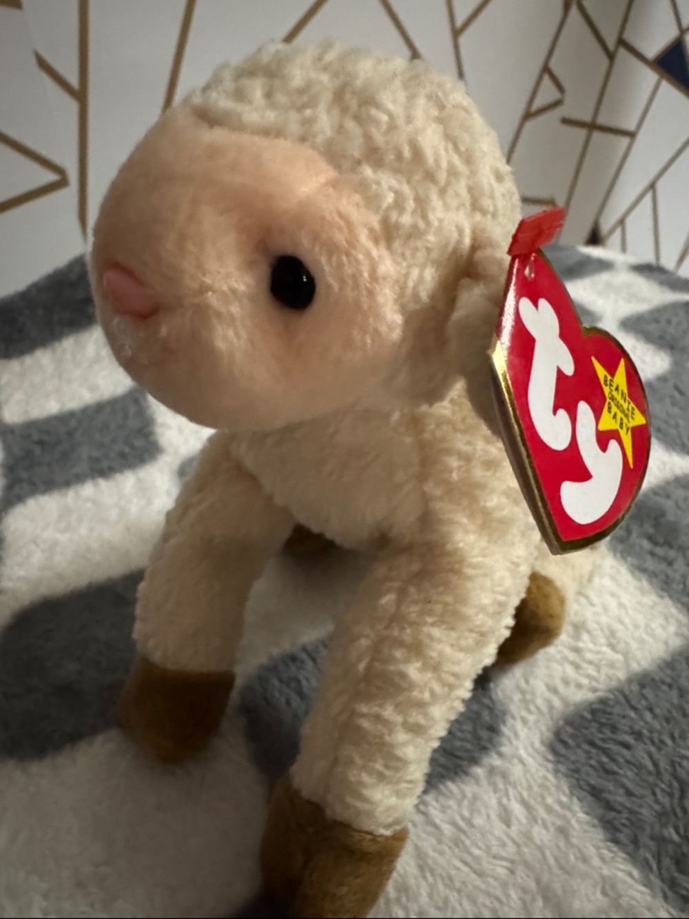 Ty (Ewey)’98 Cream and Brown Lamb Plush with Heart Tag